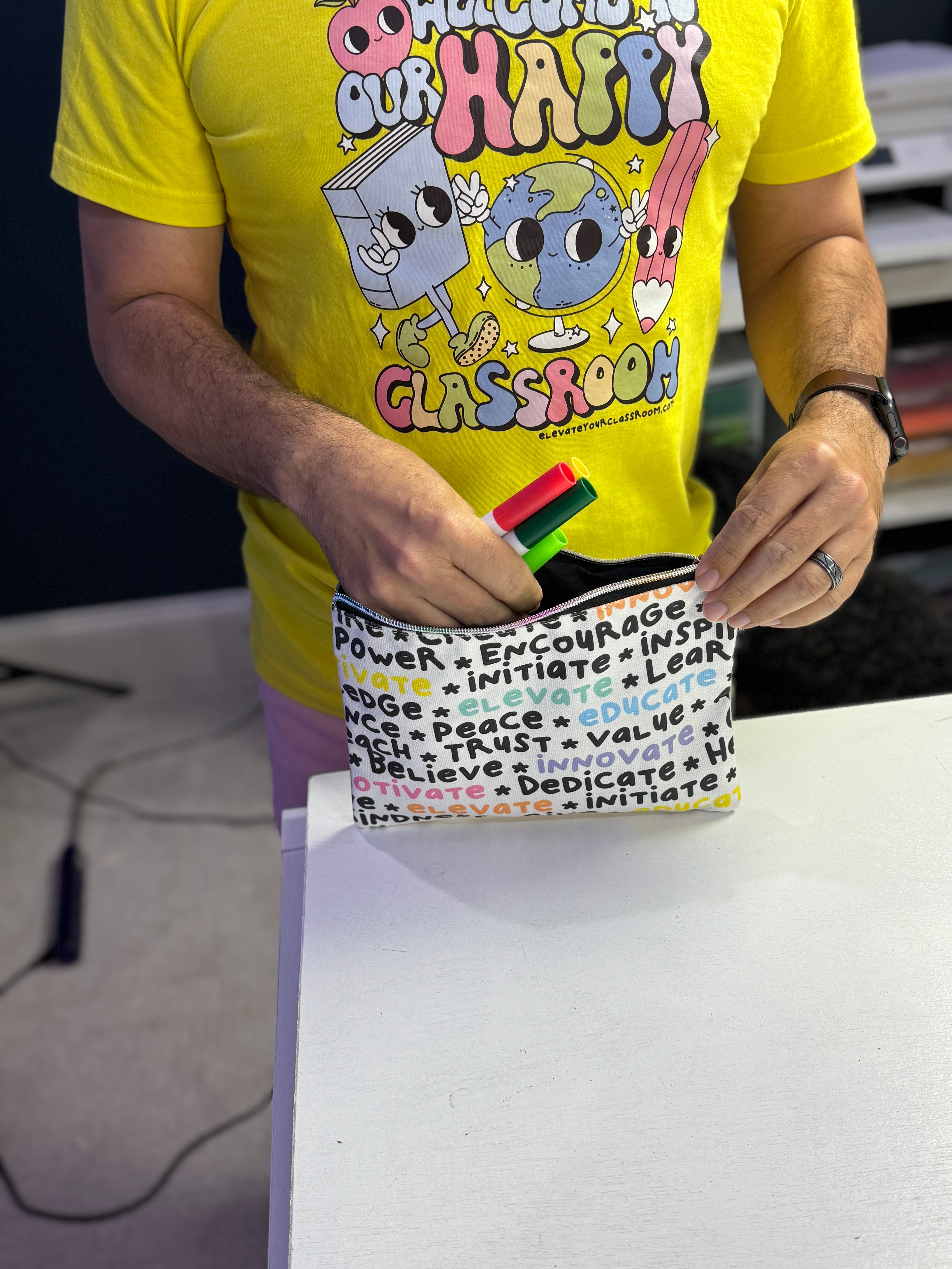 Rainbow Teacher Zipper Pouch