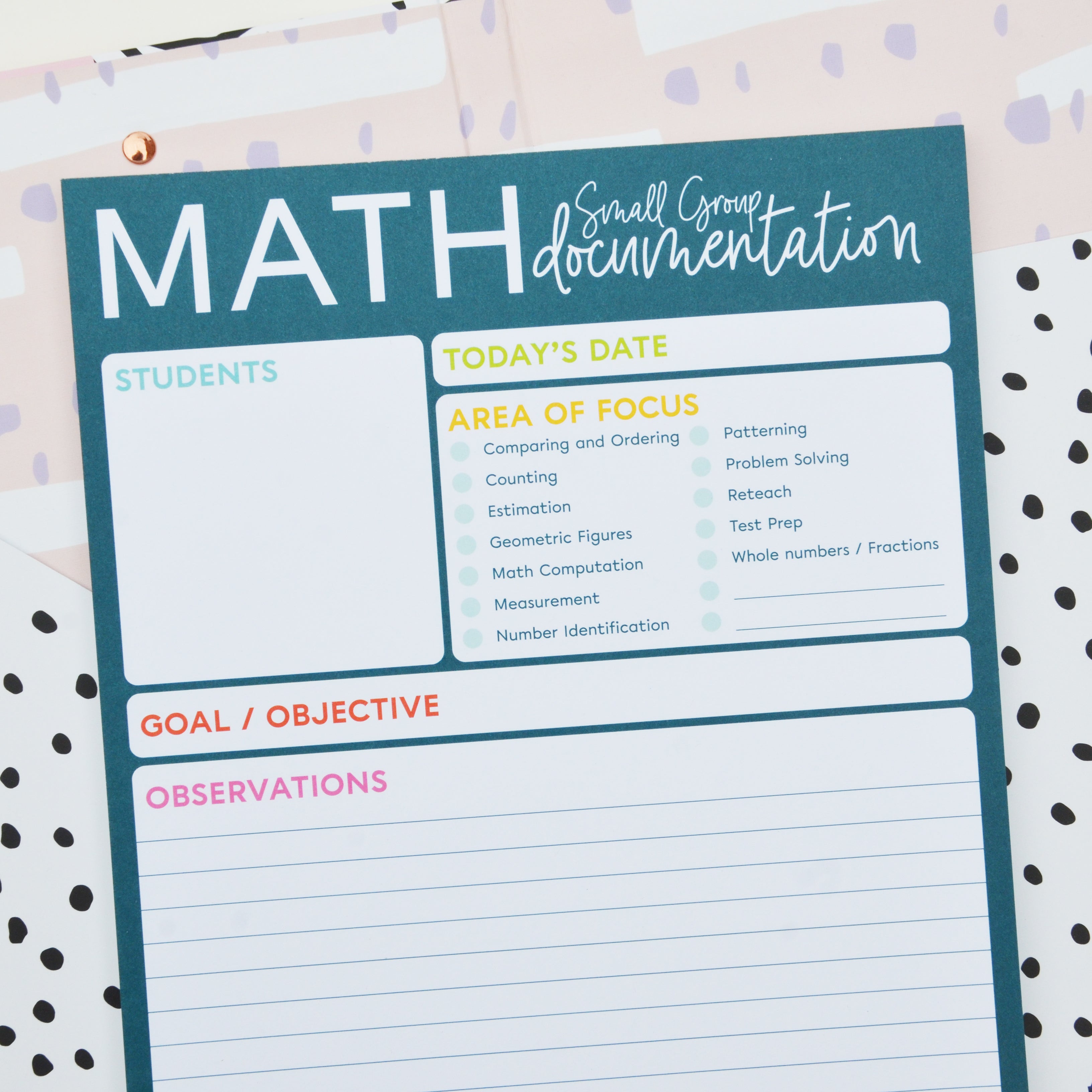Notepad - Small Group Math Documentation